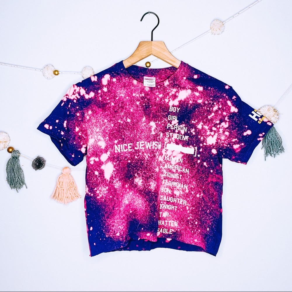 VINTAGE bleach splatter graphic tie dye crop tee